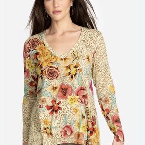 Johnny Was Multicolor Floral Long Sleeve Top